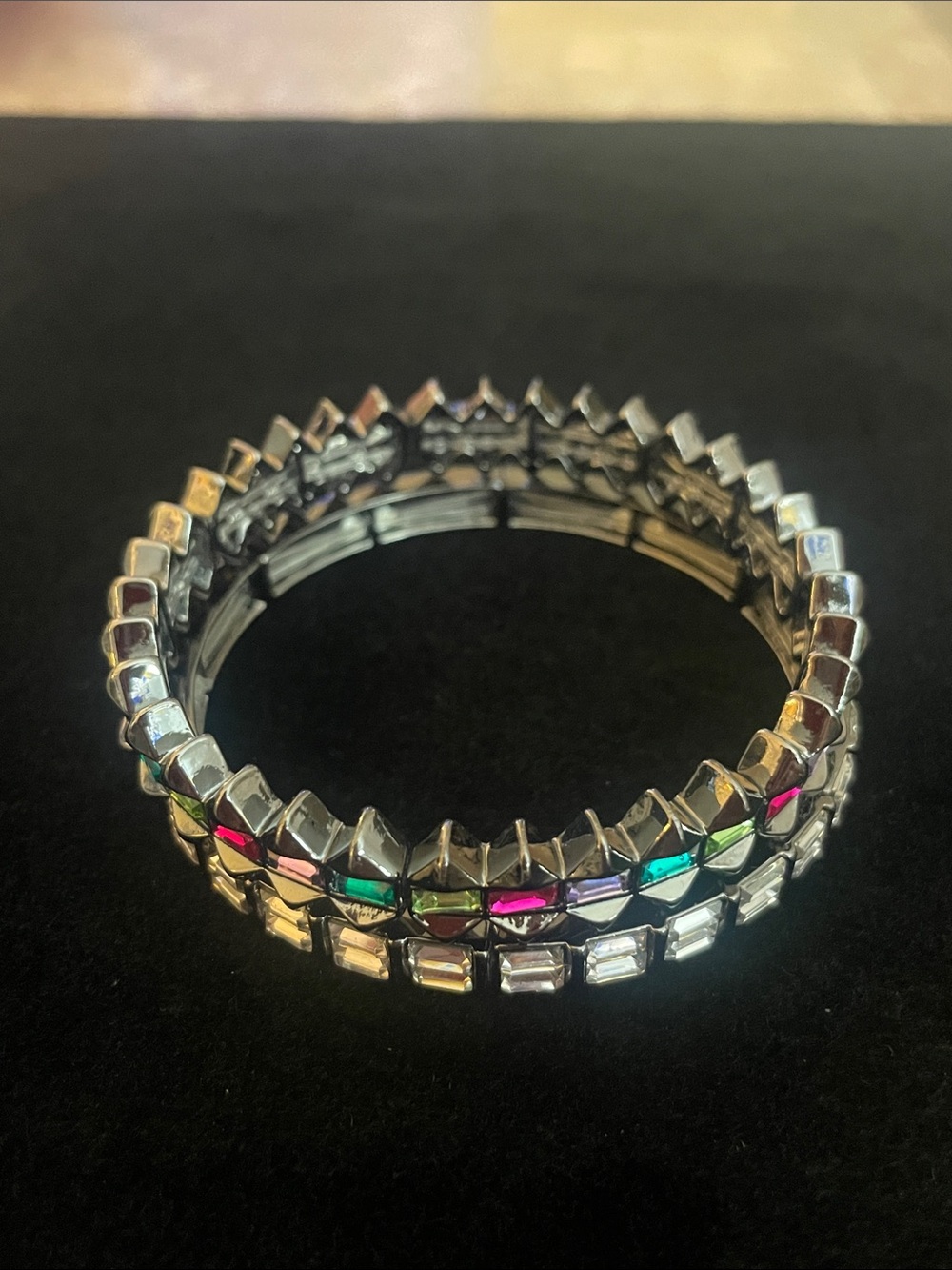 2 gorgeous BOMB PARTY BP Sparkling Gunmetal/ Silvertone stackable Multi-Color